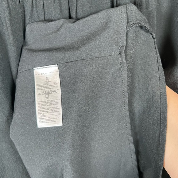 Gap Women's Crochet Yoke Shift Dress Black 3/4 Sleeve Lined Round Neck Pleats XL - Picture 8 of 9